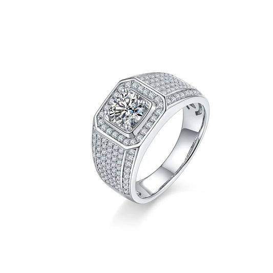Excellent Luster 925 Silver 1 Caract D VVS Color Moissanite Diamond Wedding Engagement Ring For Men