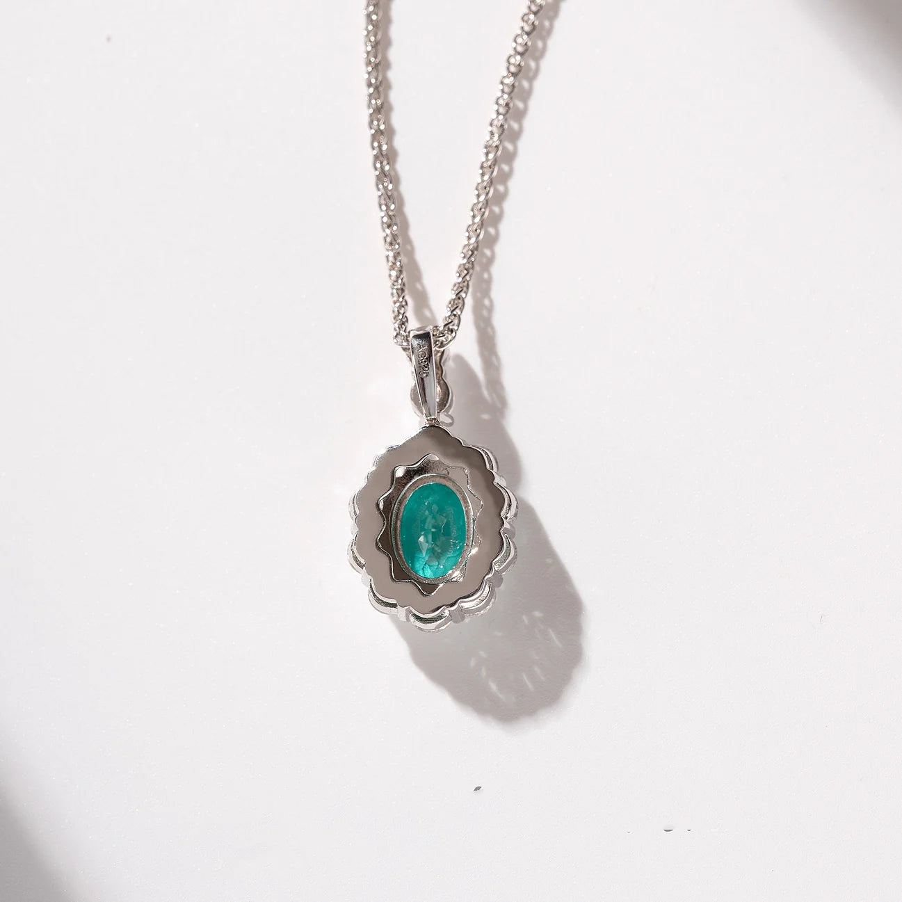 2.2ct Lab Grown Paraiba Sapphire Necklace For Wowen 925 Silver Plated 18k Dold Necklace Fine Jewelry