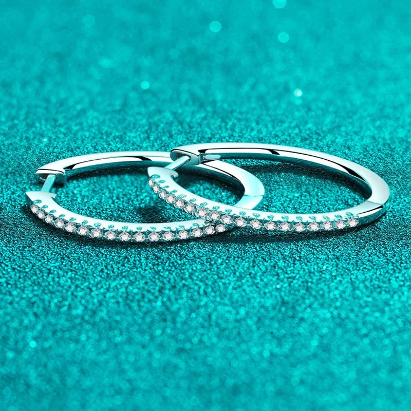 All Moissanite Hoop Earrings for Women 0.54ct Sterling Silver 925 Jewelry Sparkling Party Wedding Earing Birthday Gift