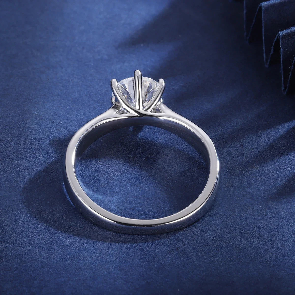 Luxury 925 Sterling Silver Round Cut 1CT Moissanite Diamond Ring Band With Certificate