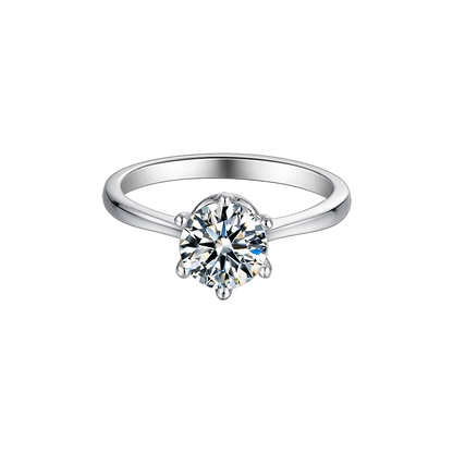 925 Lab Created Diamond Solitaire Engagement Rings 5 Prong Round Moissanite Side Stone Ring for Women