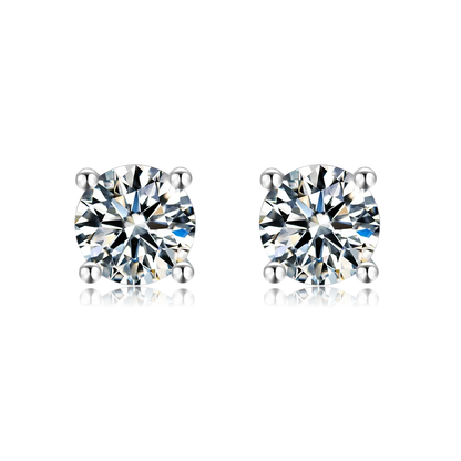 Fine Jewelry 1ct 0.5ct Round Cut Moissanite Diamond White 925 Sterling Silver Women Moissanite Stud Earrings