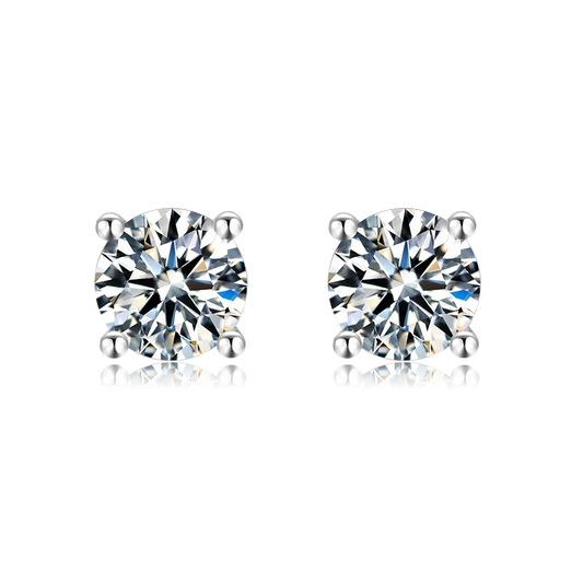 Fine Jewelry 1ct 0.5ct Round Cut Moissanite Diamond White 925 Sterling Silver Women Moissanite Stud Earrings