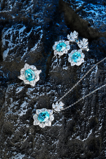 New Design Quality 925 Silver 3CT Lab grown Paraiba Customization Fashion Necklace
