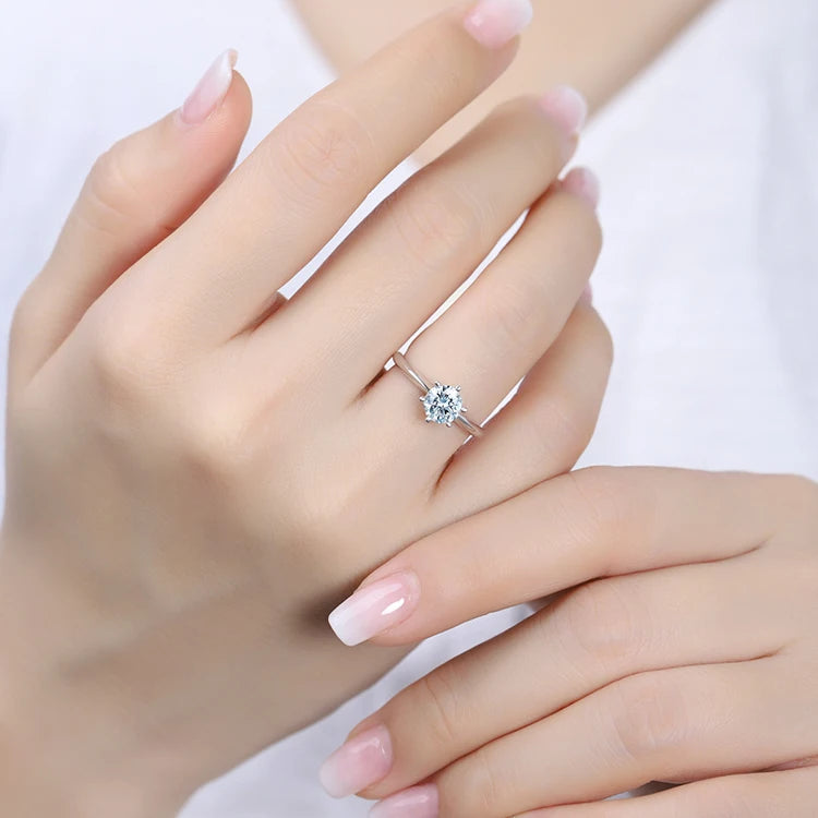 Fine Jewelry Sterling Silver 925 Moissanite Women Rings VVS With 1.0ct Moissanite Diamond