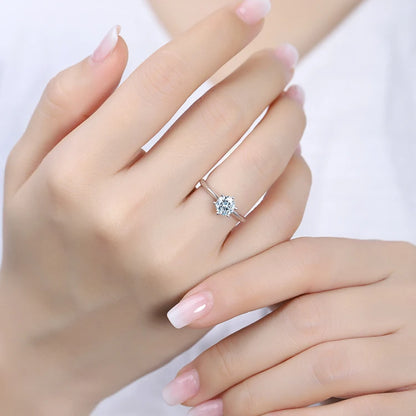 Fine Jewelry Sterling Silver 925 Moissanite Women Rings VVS With 1.0ct Moissanite Diamond
