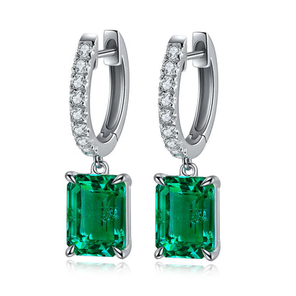 Fine Jewelry Elegant Muzu Color Lab Created Emerald Wedding Earrings With 5A Zircon Earring for Women