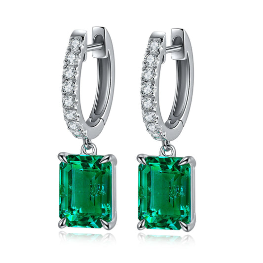 Fine Jewelry Elegant Muzu Color Lab Created Emerald Wedding Earrings With 5A Zircon Earring for Women