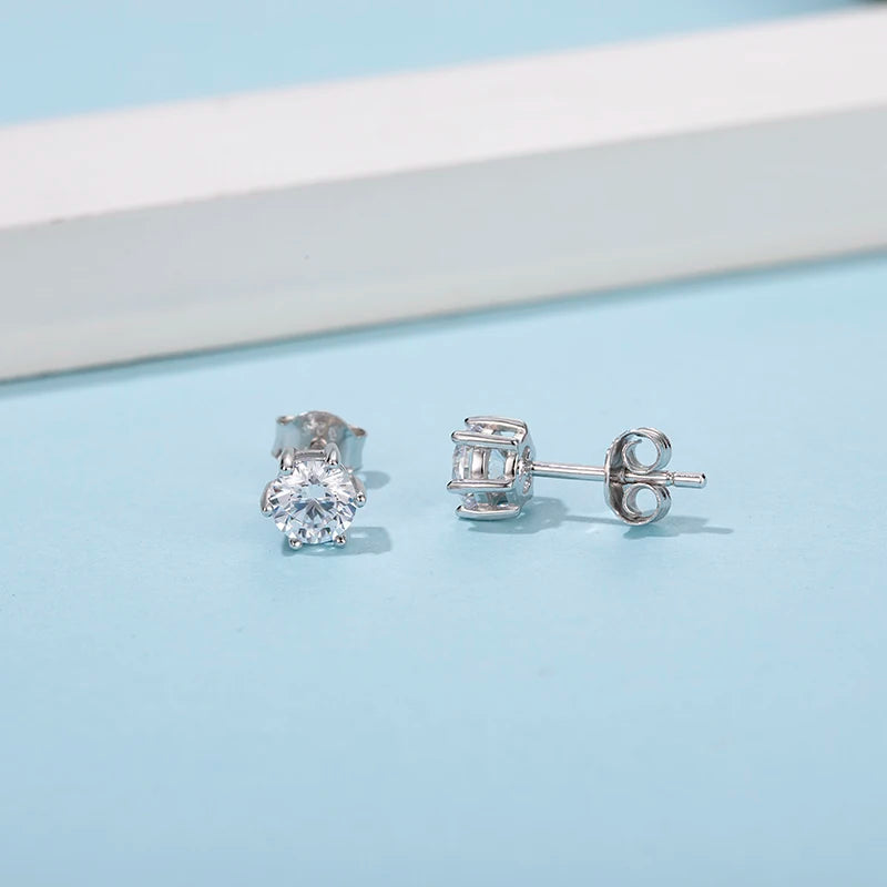 Dazzling Moissanite Earrings 925 Sterling Silver Trendy Cute Snowflake Stud Earrings for Women Fine Jewelry