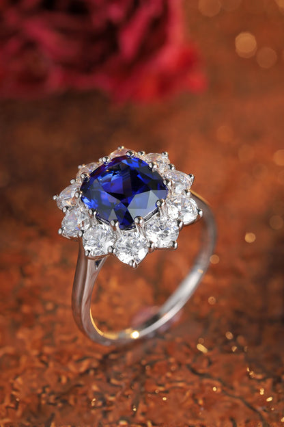 Fine Jewelry Diamond Band 925 Sterling Silver Lab Grown Sapphire Ring Round Cut Lab Sapphire Weeding Ring