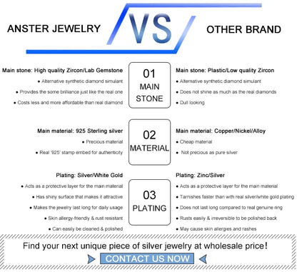 1ct Moissanite Stone Classic Design White Gold Plated Jewelry 925 Silver Engagement Ring for Gift