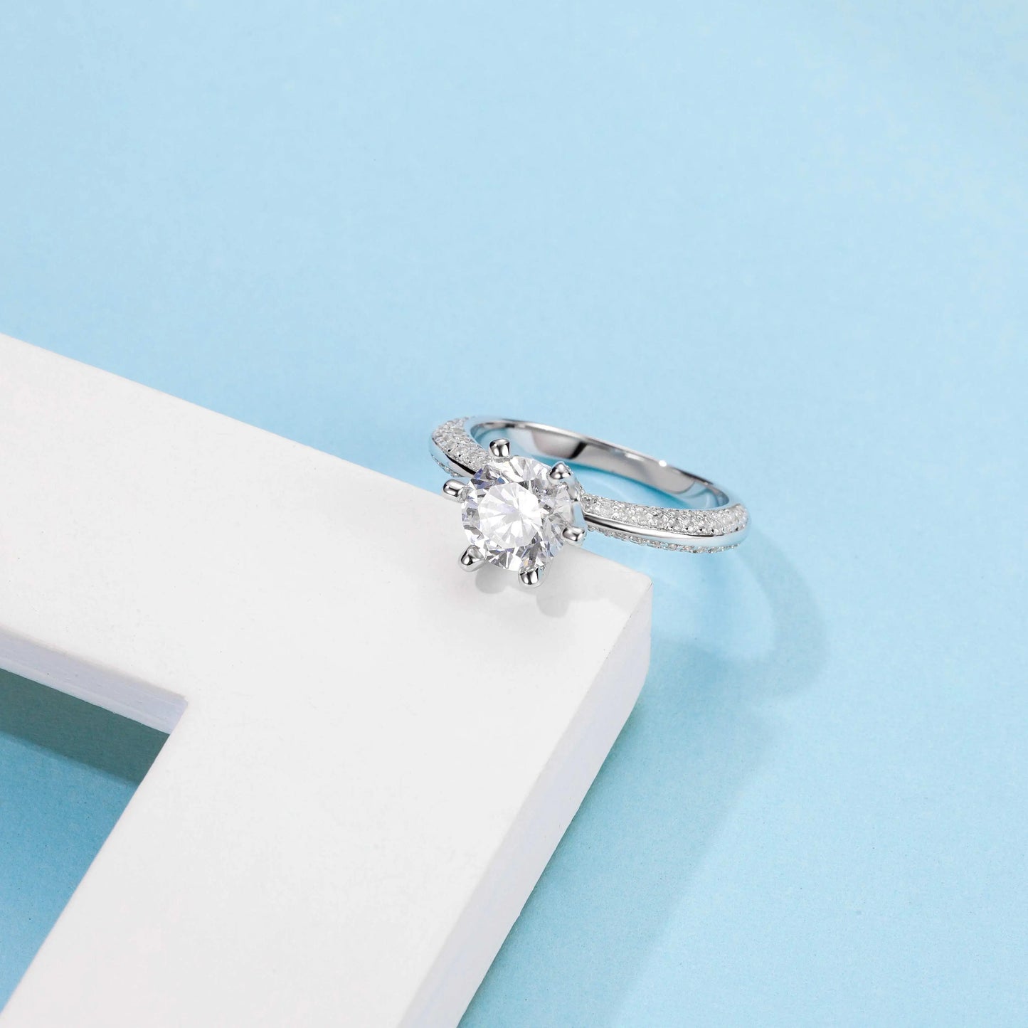 Moissanite Diamond Ring 925 Silver Engagement Ring Classic Round Women's Wedding Gift Size 1.0 Carat