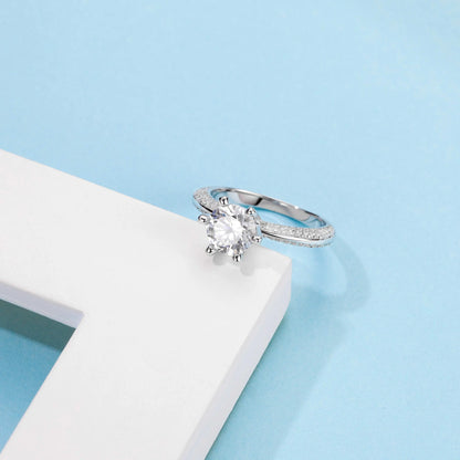 Moissanite Diamond Ring 925 Silver Engagement Ring Classic Round Women's Wedding Gift Size 1.0 Carat