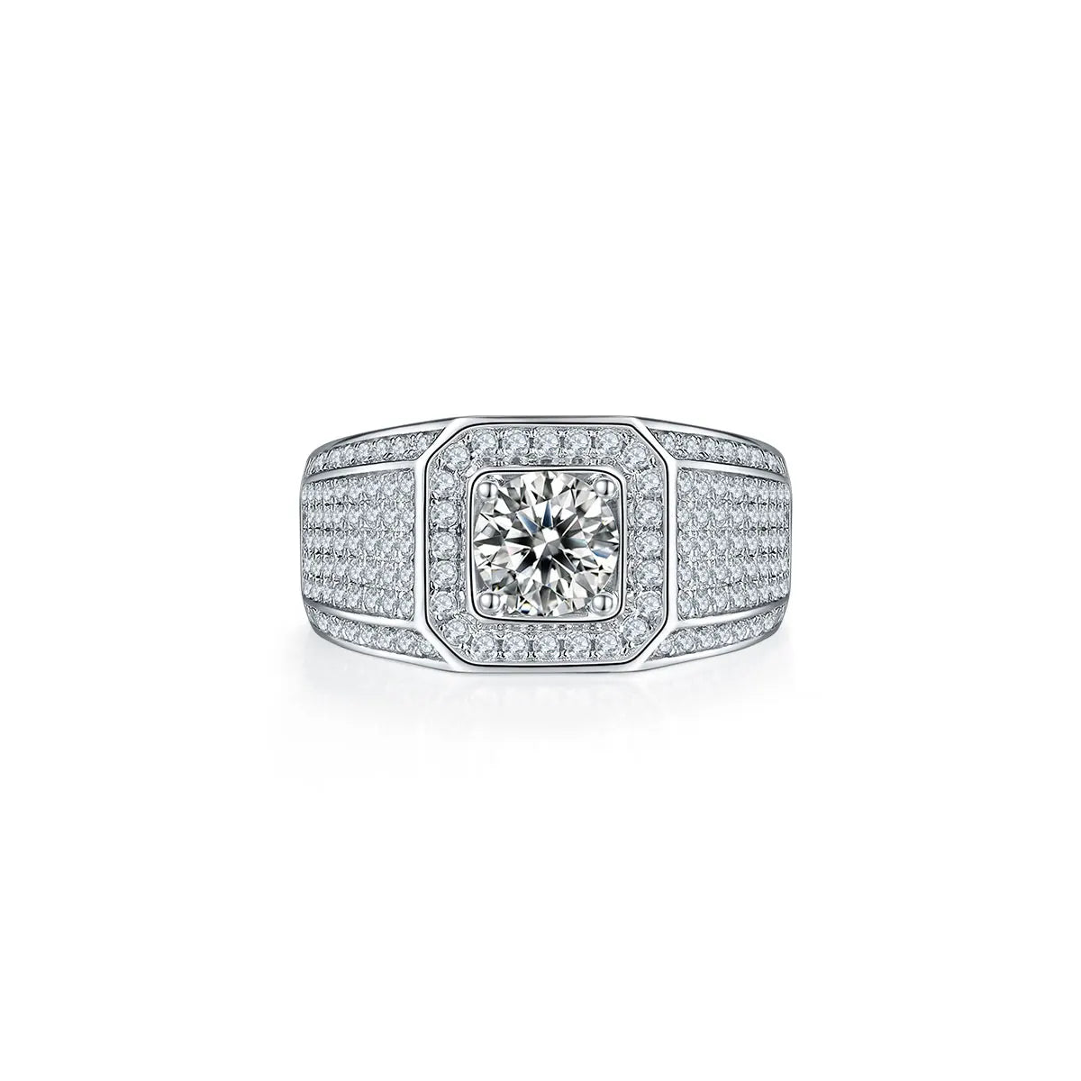 Excellent Luster 925 Silver 1 Caract D VVS Color Moissanite Diamond Wedding Engagement Ring For Men