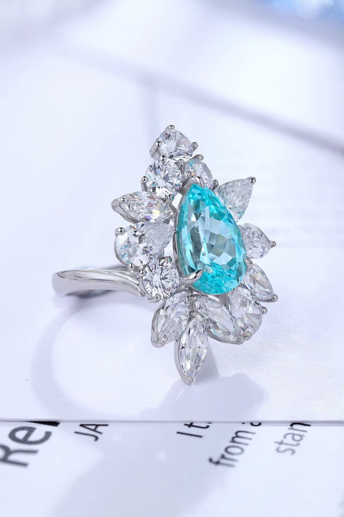 925 Silver 5CT  Lab Grown Paraba Ring Female High Quality Diamond Jewelry