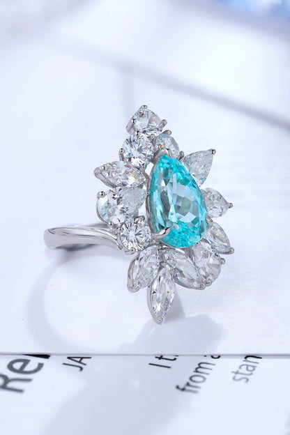 925 Silver 5CT  Lab Grown Paraba Ring Female High Quality Diamond Jewelry