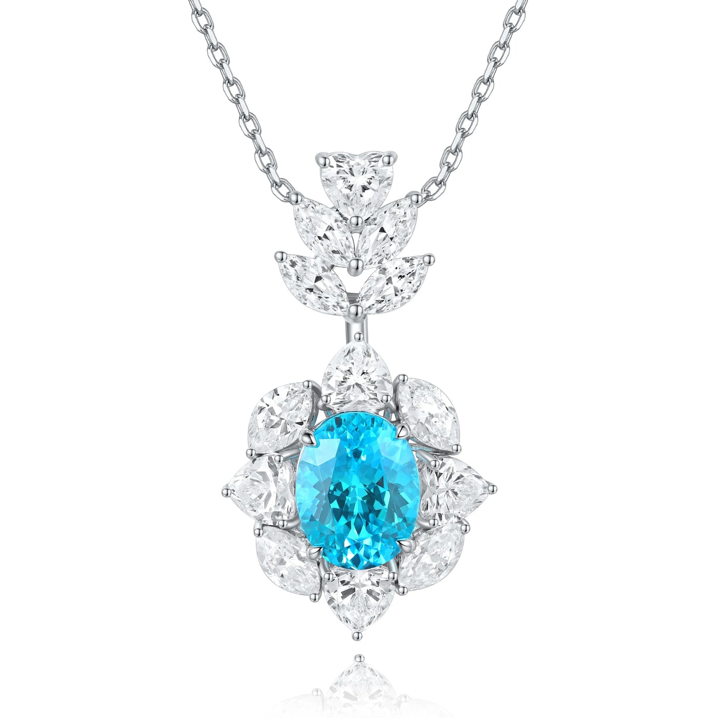 New Design Quality 925 Silver 3CT Lab grown Paraiba Customization Fashion Necklace