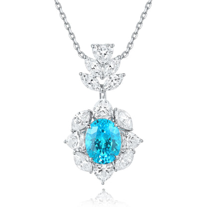 New Design Quality 925 Silver 3CT Lab grown Paraiba Customization Fashion Necklace