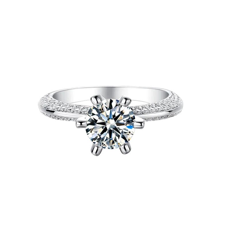 Moissanite Diamond Ring 925 Silver Engagement Ring Classic Round Women's Wedding Gift Size 1.0 Carat
