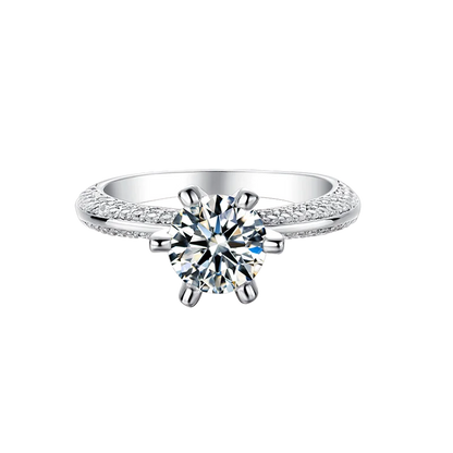 Moissanite Diamond Ring 925 Silver Engagement Ring Classic Round Women's Wedding Gift Size 1.0 Carat