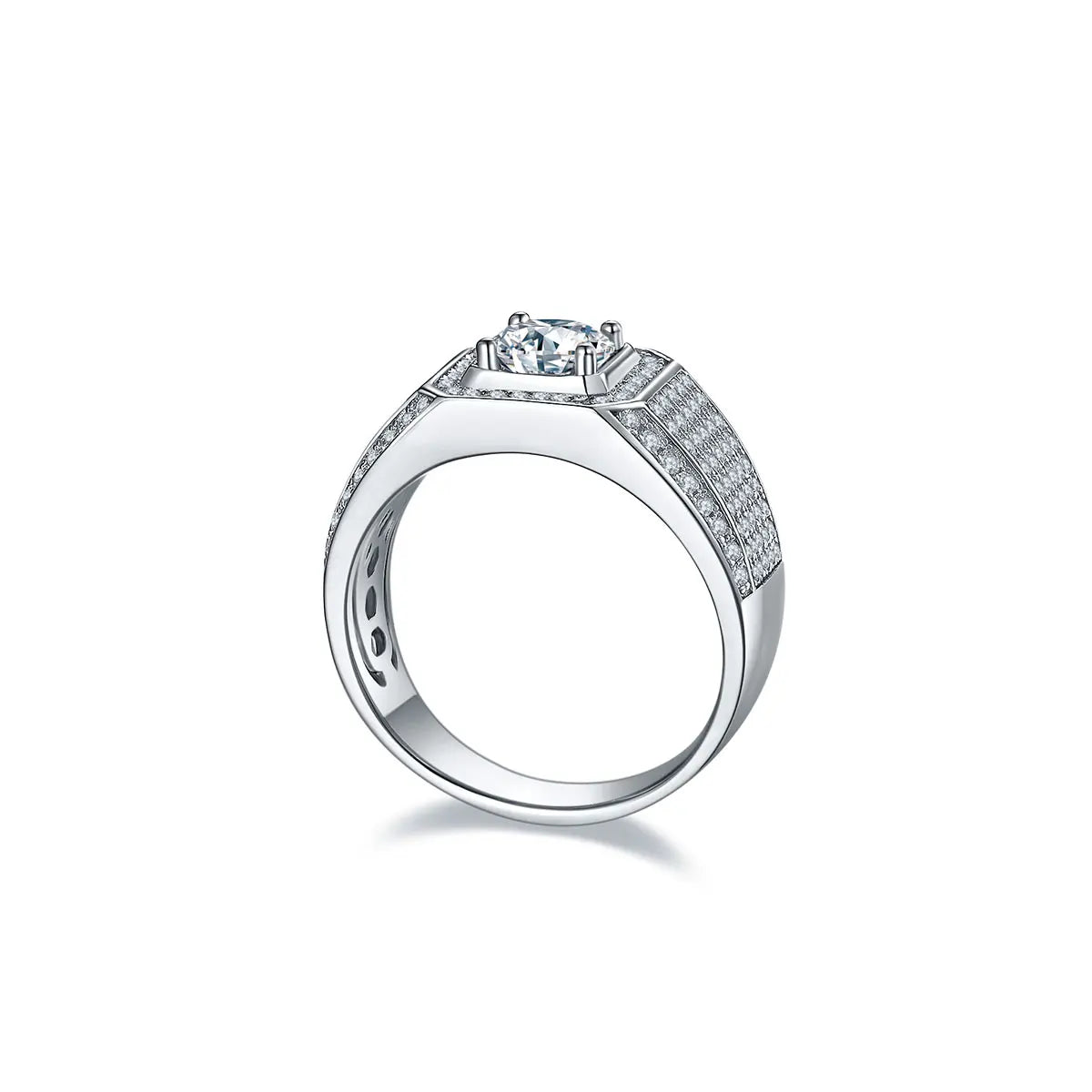 Excellent Luster 925 Silver 1 Caract D VVS Color Moissanite Diamond Wedding Engagement Ring For Men