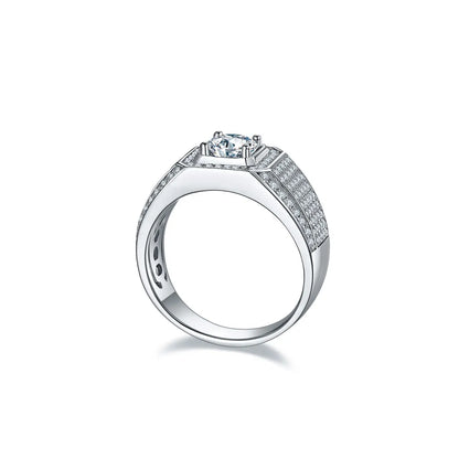 Excellent Luster 925 Silver 1 Caract D VVS Color Moissanite Diamond Wedding Engagement Ring For Men