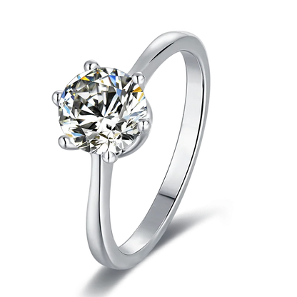 925 Lab Created Diamond Solitaire Engagement Rings 5 Prong Round Moissanite Side Stone Ring for Women