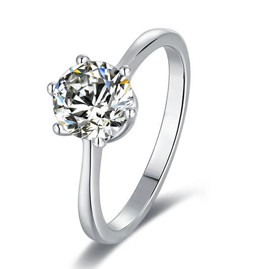 925 Lab Created Diamond Solitaire Engagement Rings 5 Prong Round Moissanite Side Stone Ring for Women