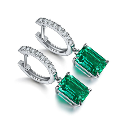 Fine Jewelry Elegant Muzu Color Lab Created Emerald Wedding Earrings With 5A Zircon Earring for Women