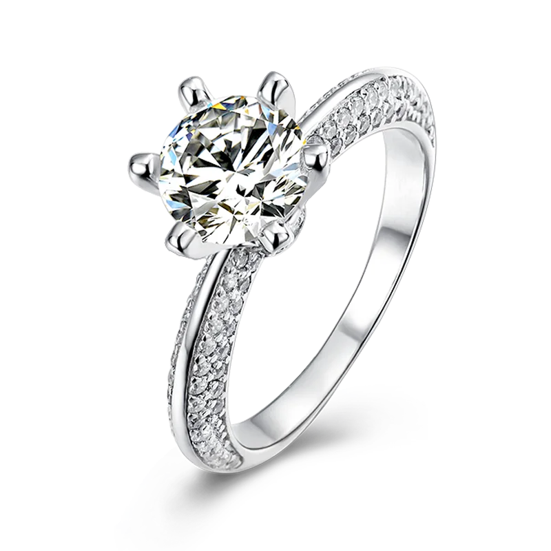 Moissanite Diamond Ring 925 Silver Engagement Ring Classic Round Women's Wedding Gift Size 1.0 Carat