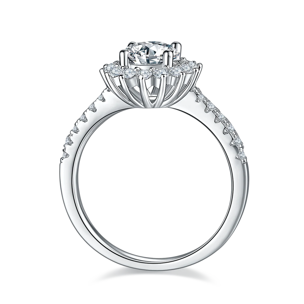 Fashion Jewelry Certificate 1Ct Moissanite Diamond Real 925 Sterling Silver Rings for Lady Women Wedding Engagement