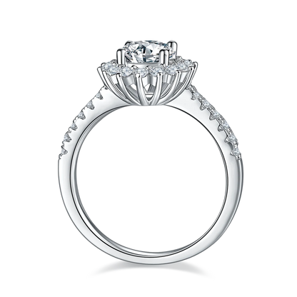 Fashion Jewelry Certificate 1Ct Moissanite Diamond Real 925 Sterling Silver Rings for Lady Women Wedding Engagement