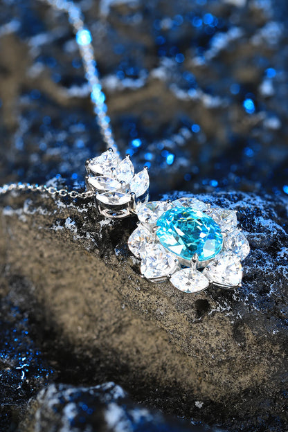 New Design Quality 925 Silver 3CT Lab grown Paraiba Customization Fashion Necklace