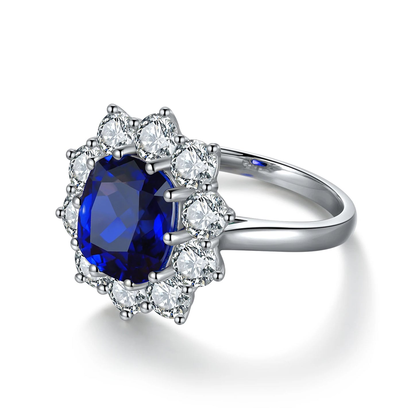 Fine Jewelry Diamond Band 925 Sterling Silver Lab Grown Sapphire Ring Round Cut Lab Sapphire Weeding Ring