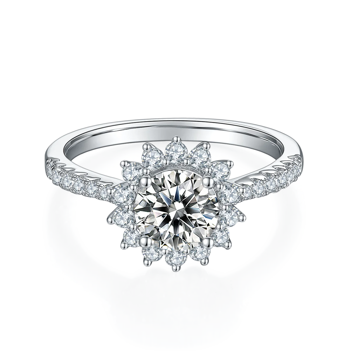 Fashion Jewelry Certificate 1Ct Moissanite Diamond Real 925 Sterling Silver Rings for Lady Women Wedding Engagement