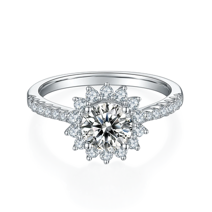 Fashion Jewelry Certificate 1Ct Moissanite Diamond Real 925 Sterling Silver Rings for Lady Women Wedding Engagement