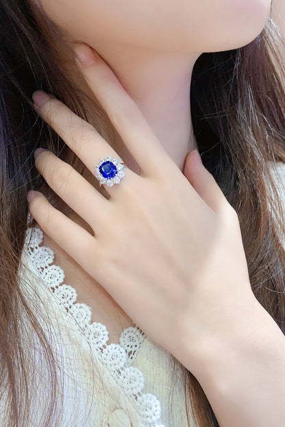 Fine Jewelry Diamond Band 925 Sterling Silver Lab Grown Sapphire Ring Round Cut Lab Sapphire Weeding Ring