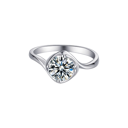 1.0ct Flower Moissanite Engagement Rings Round Solitaire Lab Diamond Ring 925 Sterling Silver Wedding Promise Rings