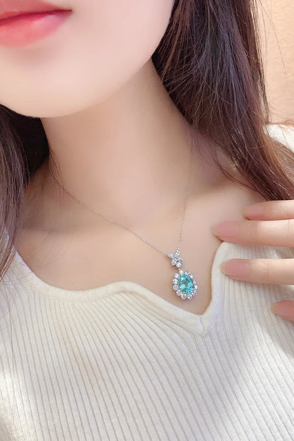 New Design Christmas Gift Lab Grown Paraiba Necklace 925 Sterling Silver Gold Plated Jewelry for Women Jewelry
