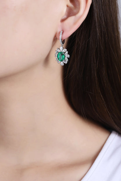 S925 Sliver Lab Grow Columbian Emerald Lab Grown Emerald for Women Necklace Earring Rings Set
