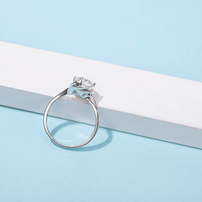 1.0ct Flower Moissanite Engagement Rings Round Solitaire Lab Diamond Ring 925 Sterling Silver Wedding Promise Rings