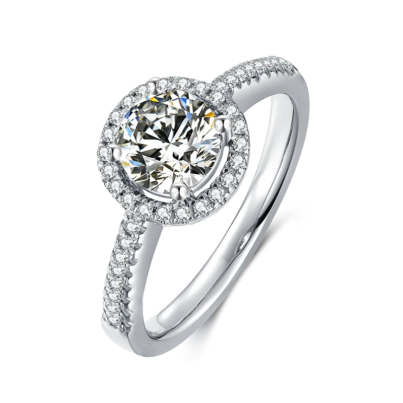 925 Sterling Silver Engagement Wedding Ring Luxury Round Cut 1CT Moissanite Promise Band for Women Jewelry