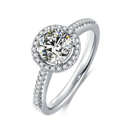 925 Sterling Silver Engagement Wedding Ring Luxury Round Cut 1CT Moissanite Promise Band for Women Jewelry