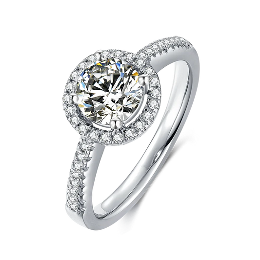 925 Sterling Silver Engagement Wedding Ring Luxury Round Cut 1CT Moissanite Promise Band for Women Jewelry
