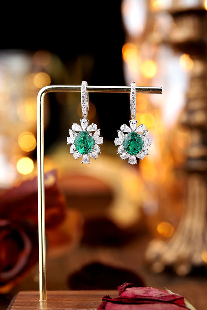 S925 Sliver Lab Grow Columbian Emerald Lab Grown Emerald for Women Necklace Earring Rings Set