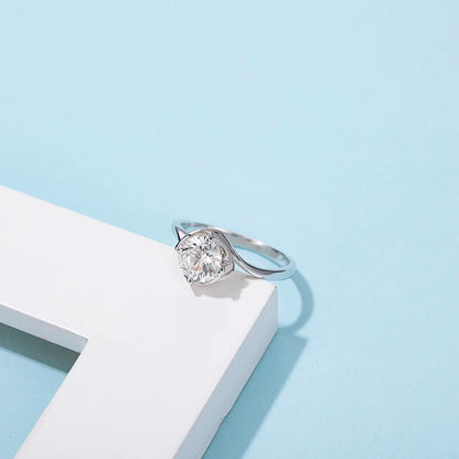 1.0ct Flower Moissanite Engagement Rings Round Solitaire Lab Diamond Ring 925 Sterling Silver Wedding Promise Rings