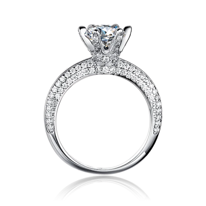 Moissanite Diamond Ring 925 Silver Engagement Ring Classic Round Women's Wedding Gift Size 1.0 Carat