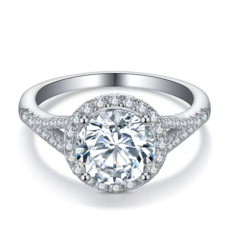 Fashion 2.0ct  Ideal Round Cut Womens Moissanite Band Ring With Certificate of Authenticity