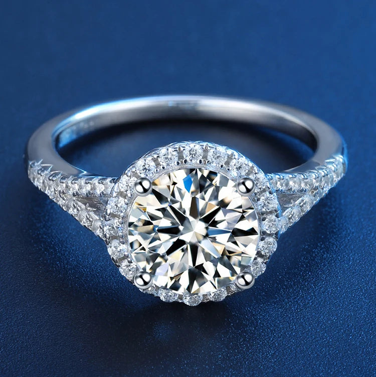 Fashion 2.0ct  Ideal Round Cut Womens Moissanite Band Ring With Certificate of Authenticity