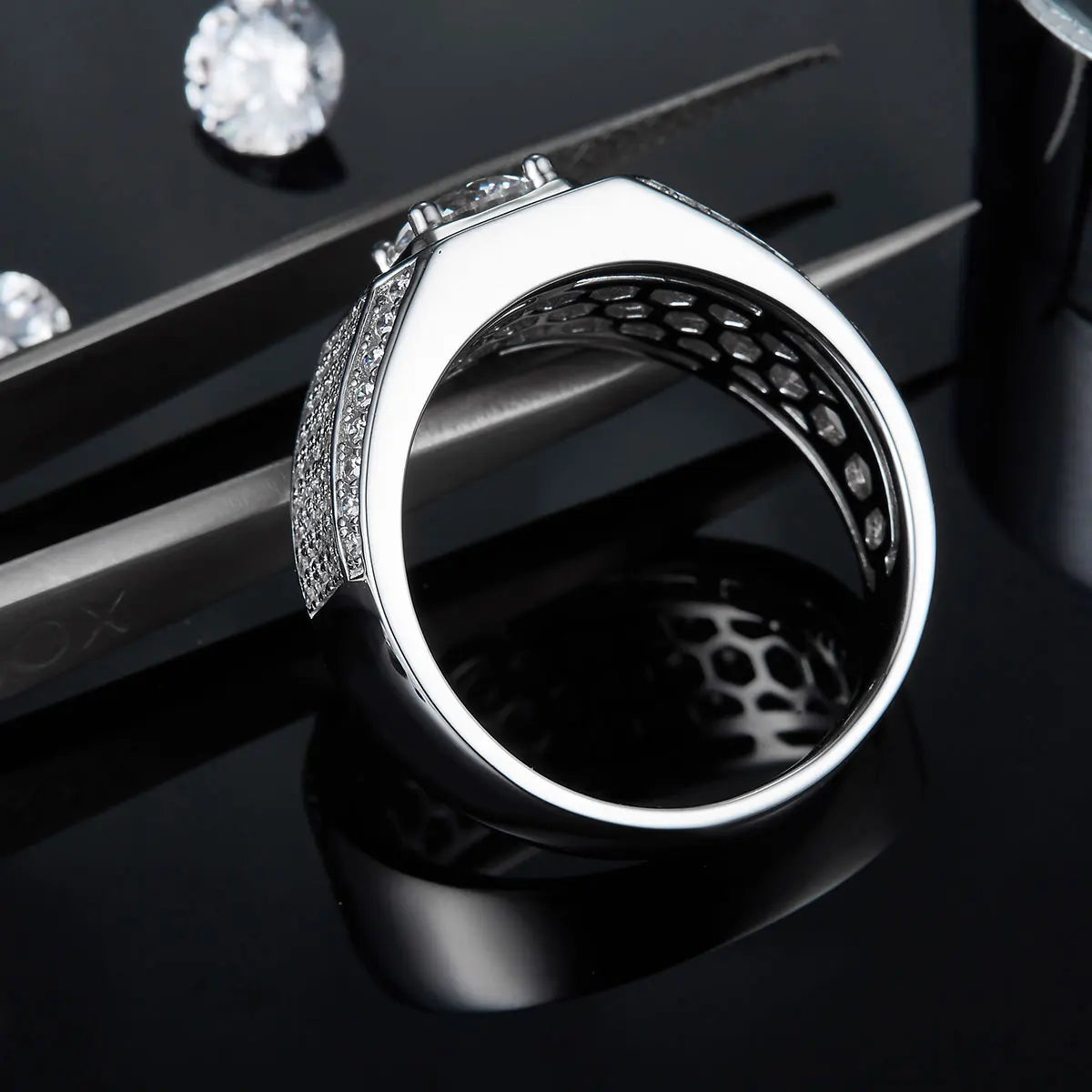 Excellent Luster 925 Silver 1 Caract D VVS Color Moissanite Diamond Wedding Engagement Ring For Men